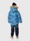 Синя зимова куртка з принтом та капюшоном з хутром | 6751576 | фото 5