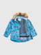 Синя зимова куртка з принтом та капюшоном з хутром | 6751576 | фото 7