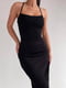 Чорна сукня-футляр з бічним розрізом | 6764064 | фото 2