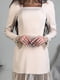 Бежева сукня А-силуету з елегантним декольте | 6764066 | фото 2