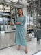 Бірюзова сукня А-силуету з талією на резинці | 6764089 | фото 3