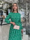 Зелена сукня А-силуету з талією на резинці | 6764091 | фото 2