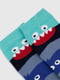 Шкарпетки різнокольорові в смужку з принтом | 6754217 | фото 3