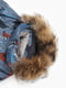 Синьо-сіра утеплена куртка з капюшоном на хутрі | 6757791 | фото 2