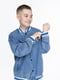 Синя джинсова куртка-бомбер з принтом | 6758913 | фото 3
