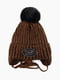 Набір коричневий: шапка на зав’язках та шарф-снуд | 6758247 | фото 2