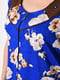 Синій напівбатальний халат з квітковим принтом | 6769388 | фото 4