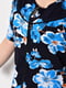 Темно-синій батальний халат з квітковим принтом | 6769391 | фото 4