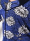 Синій батальний халат з квітковим принтом синього кольору | 6769392 | фото 4