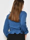 Блуза синя “на запах” з оборками | 6769438 | фото 3