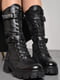 Демісезонні чорні чоботи зі шнурівкою та ремінцями | 6769449 | фото 2