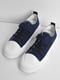 Текстильні темно-сині кеди з еластичною шнурівкою та липучкою | 6769556 | фото 2