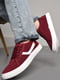 Мокасини бордового кольору на шнурівці текстильні | 6769558 | фото 2