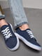 Мокасини темно-синього кольору на шнурівці | 6769573 | фото 2