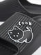 Чорні шльопанці із піни з принтом-котиком | 6769643 | фото 5