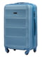 Велика сріблясто-синя дорожня пластикова валіза на 4-х колесах (86 л) | 6766384