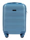 Сріблясто-синя дорожня пластикова валіза маленького розміру на 4-х колесах (28 л) | 6766434 | фото 2