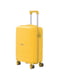 Маленька пластикова валіза жовтого кольору на 4-х колесах | 6767425