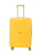 Пластикова валіза середнього розміру жовтого кольору на 4-х колесах | 6767427 | фото 2
