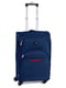 Мала тканинна валіза темно-синього  кольору на 4-х колесах | 6767461
