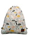 Рюкзак-мішок молочного кольору для взуття з розширенням і кишенею в принт парасольки | 6767842