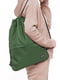 Рюкзак-мішок для взуття з розширенням і кишенею оливкового кольору | 6768088 | фото 3
