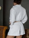 Біла піжама із вафельної тканини: сорочка та шорти | 6768302 | фото 2