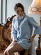 Блакитна піжама із вафельної тканини: сорочка та шорти | 6768303 | фото 3
