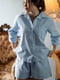 Блакитна піжама із вафельної тканини: сорочка та шорти | 6768303 | фото 4