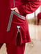 Бордовий костюм з лампасами: подовжена толстовка та джогери | 6768320 | фото 3