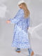 Блакитна сукня-міді вільного фасону в квітковий принт | 6768402 | фото 3