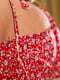 Вільна червона сукня в квітковий принт із зав’язкою на грудях | 6768409 | фото 3