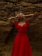Муслінова червона сукня-міді зі шнурівкою на спинці | 6768426 | фото 2