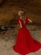Муслінова червона сукня-міді зі шнурівкою на спинці | 6768426 | фото 6