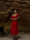 Муслінова червона сукня-міді зі шнурівкою на спинці | 6768426 | фото 8