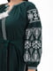 Вишукана льняна сукня-вишиванка “Мрія” пляшкового кольору | 6770134 | фото 4