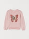 Рожевий джемпер з метеликом з паєток | 6774225