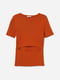 Оранжевая футболка в рубчик с вырезом спереди | 6774423 | фото 4