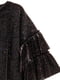 Велюровое черное платье с двойными воланами на рукавах | 6774460 | фото 2