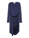 Темно-синя сукня з асиметричною драпірованою спідницею | 6774491