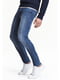 Сині джинси з низькою талією та потертостями | 6774641 | фото 3