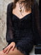 Шифонова міні-сукня чорного кольору в горошок з драпіюванням | 6775163 | фото 5