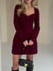Силуетна сукня-міні бордового кольору з відстрочками | 6775193 | фото 2