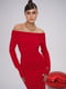 Червона сукня-міді з відкритими плечима силуетного крою | 6775251 | фото 2