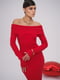 Червона сукня-міді з відкритими плечима силуетного крою | 6775251 | фото 3