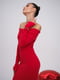 Червона сукня-міді з відкритими плечима силуетного крою | 6775251 | фото 5