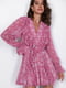 Шифонова сукня-міні рожевого кольору з рюшем | 6775261 | фото 2
