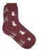 Шкарпетки бордові вовняні з принтом "Кішка" | 6775957