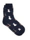 Шкарпетки сині вовняні з принтом "Кішка" | 6775959