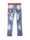 Блакитні джинси з потертостями та поясом | 6776038 | фото 2